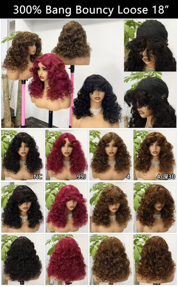 Lace Frontal Bang Bouncy Loose 18" Wigs